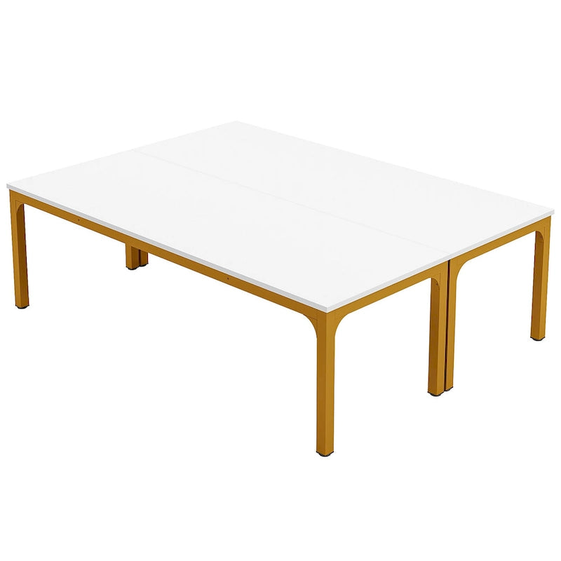 Table de conférence rectangulaire 8 à 12 places, blanche / chêne / marron / noire — pieds standards ou en X, lot de 2