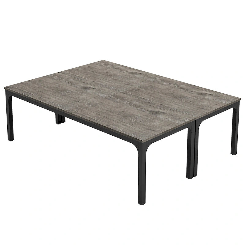 Table de conférence rectangulaire 8 à 12 places, blanche / chêne / marron / noire — pieds standards ou en X, lot de 2
