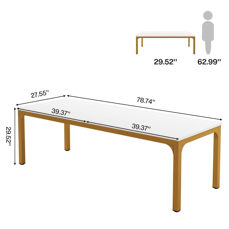 Table de conférence rectangulaire 8 à 12 places, blanche / chêne / marron / noire — pieds standards ou en X, lot de 2