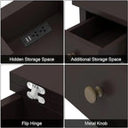 Table d'appoint relevable avec prises électriques — Gris / Noir / Blanc / Espresso, cadre en X, pour 1 personne