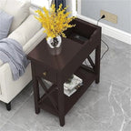 Table d'appoint relevable avec prises électriques — Gris / Noir / Blanc / Espresso, cadre en X, pour 1 personne