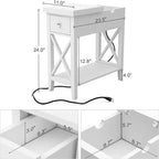 Table d'appoint relevable avec prises électriques — Gris / Noir / Blanc / Espresso, cadre en X, pour 1 personne