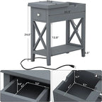 Table d'appoint relevable avec prises électriques — Gris / Noir / Blanc / Espresso, cadre en X, pour 1 personne