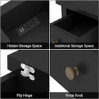 Table d'appoint relevable avec prises électriques — Gris / Noir / Blanc / Espresso, cadre en X, pour 1 personne
