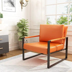 Fauteuil d'appoint en cuir synthétique PU orange, moderne, une place, pour 1 personne
