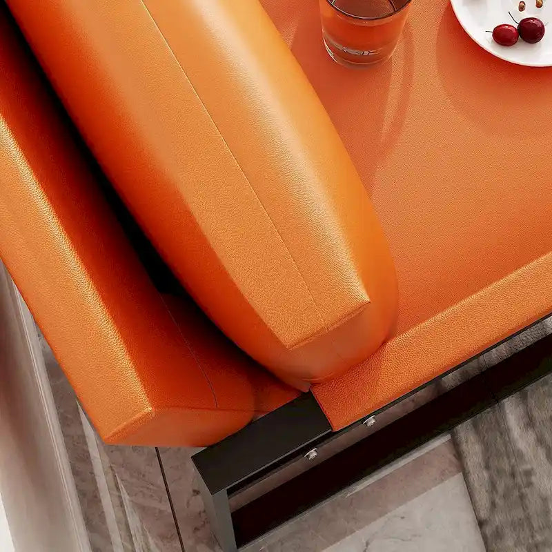 Fauteuil d'appoint en cuir synthétique PU orange, moderne, une place, pour 1 personne