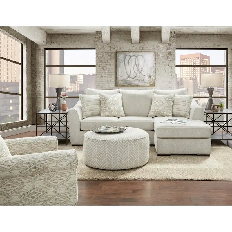 Canapé chaise longue crème, 3 places