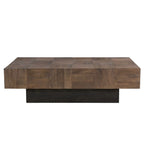 Table basse en bois massif marron foncé et noir – Rectangulaire 150 cm