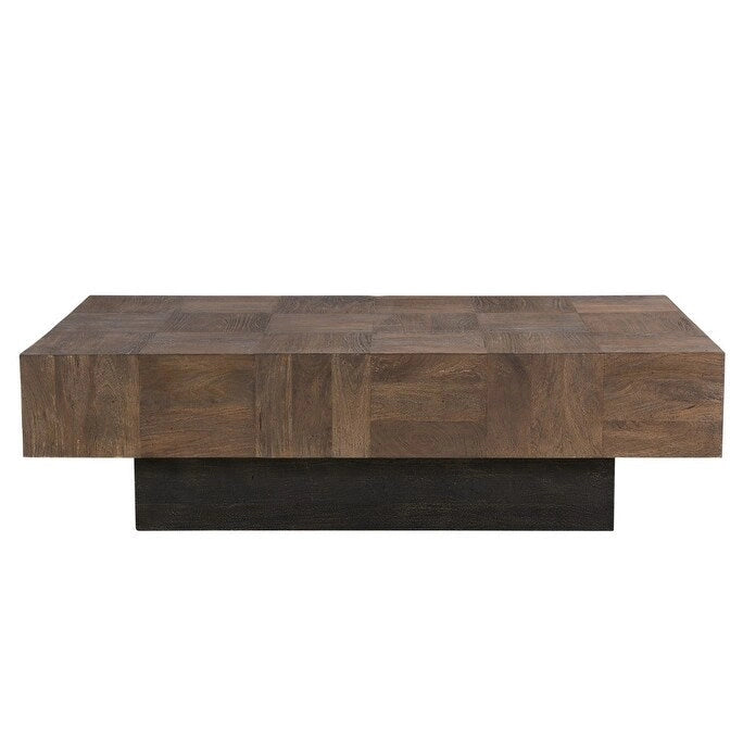 Table basse en bois massif marron foncé et noir – Rectangulaire 150 cm