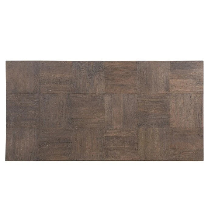 Table basse en bois massif marron foncé et noir – Rectangulaire 150 cm