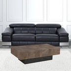 Table basse en bois massif marron foncé et noir – Rectangulaire 150 cm