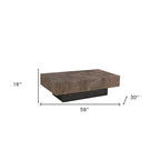Table basse en bois massif marron foncé et noir – Rectangulaire 150 cm