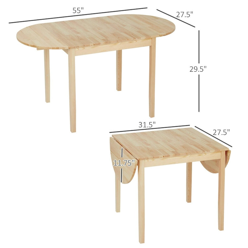 Table à manger avec abattants, 2 personnes, pin massif