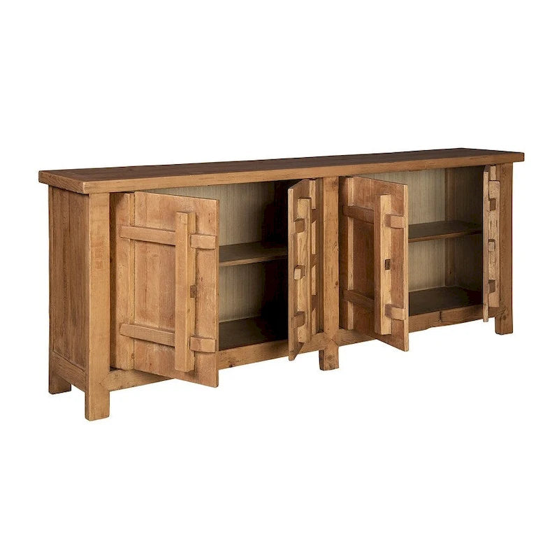 Bahut 4 portes marron – Bois d'orme recyclé, 4 places assises
