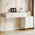 Bureau blanc à 5 tiroirs avec pieds en acrylique, simple