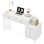 Bureau blanc à 5 tiroirs avec pieds en acrylique, simple