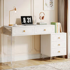 Bureau blanc à 5 tiroirs avec pieds en acrylique, simple